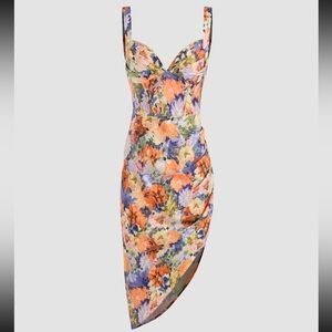 Cider Asymmetrical Hem Floral Dress